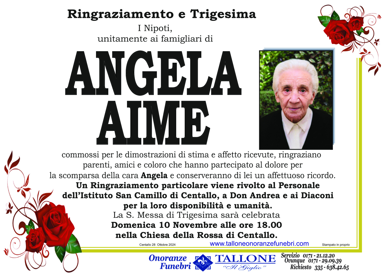 <br />
<b>Warning</b>:  Undefined variable $info in <b>/home/tallone/public_html/ringraziamenti.php</b> on line <b>68</b><br />
Angela Aime